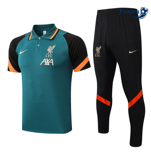 peamu Maglia Calcio Kit Maglia Formazione Liverpool + Pantaloni vert 2022-2023 PA2576