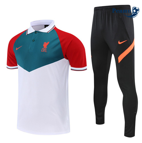 peamu Maglia Calcio Kit Maglia Formazione Liverpool + Pantaloni Bianco 2022-2023 PA2578