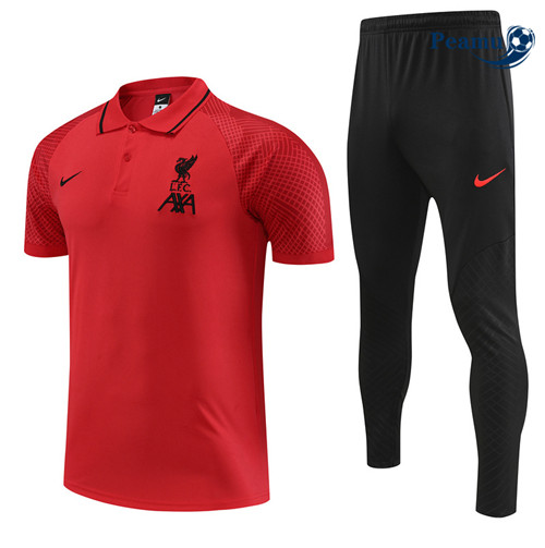 peamu Maglia Calcio Kit Maglia Formazione Liverpool + Pantaloni Rosso 2022-2023 PA2580