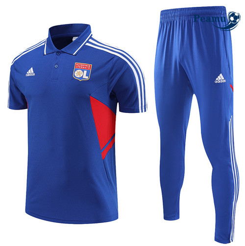 peamu Maglia Calcio Kit Maglia Formazione Lyon Polo + Pantaloni Blu 2022-2023 PA2466