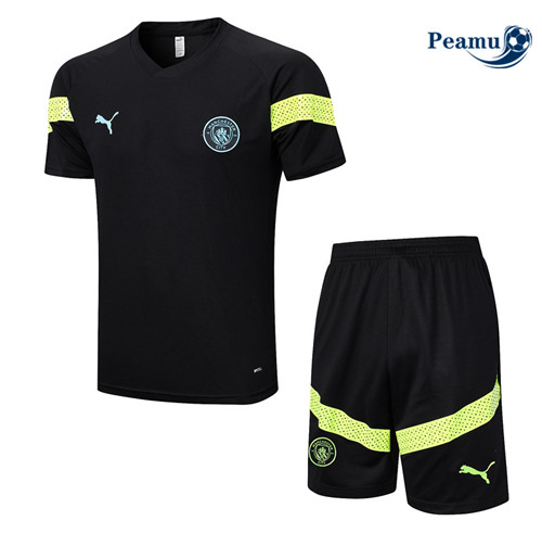 peamu Maglia Calcio Kit Maglia Formazione Manchester City + Pantaloncini Nero 2022-2023 PA2582