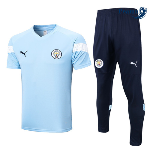 peamu Maglia Calcio Kit Maglia Formazione Manchester City + Pantaloni Blu 2022-2023 PA2585