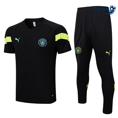 peamu Maglia Calcio Kit Maglia Formazione Manchester City + Pantaloni Nero 2022-2023 PA2586