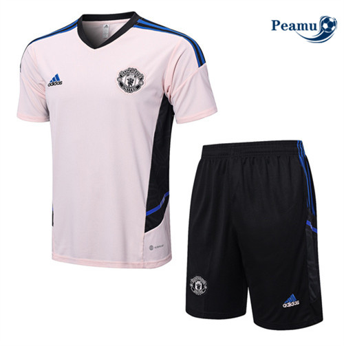 peamu Maglia Calcio Kit Maglia Formazione Manchester United + Pantaloncini Rosa 2022-2023 PA2589