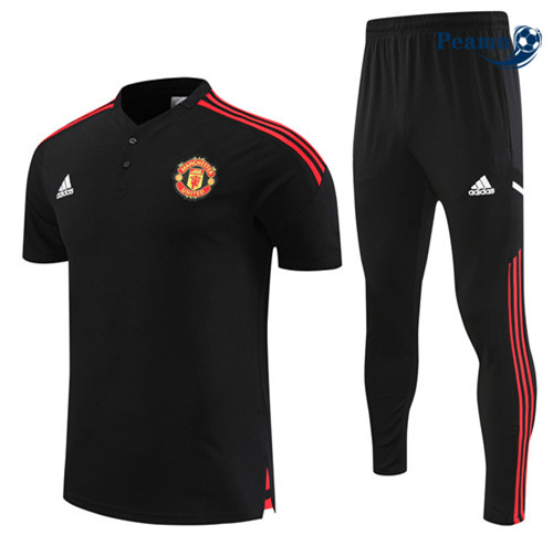 peamu Maglia Calcio Kit Maglia Formazione Manchester United + Pantaloni Nero 2022-2023 PA2592