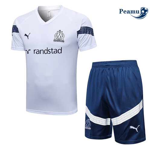peamu Maglia Calcio Kit Maglia Formazione Marsiglia + Pantaloncini Bianco 2022-2023 PA2469