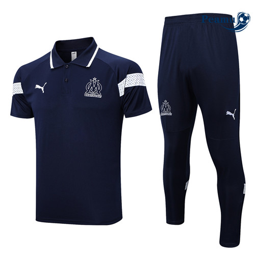 peamu Maglia Calcio Kit Maglia Formazione Marsiglia polo + Pantaloni Blu 2022-2023 PA2470