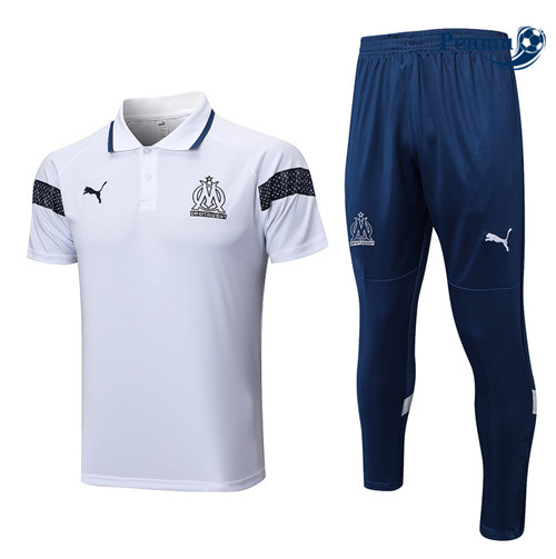 peamu Maglia Calcio Kit Maglia Formazione Marsiglia polo + Pantaloni Bianco 2022-2023 PA2471