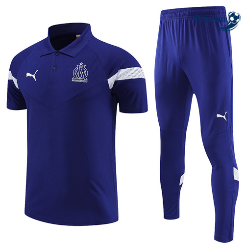 peamu Maglia Calcio Kit Maglia Formazione Marsiglia polo + Pantaloni Blu 2022-2023 PA2473
