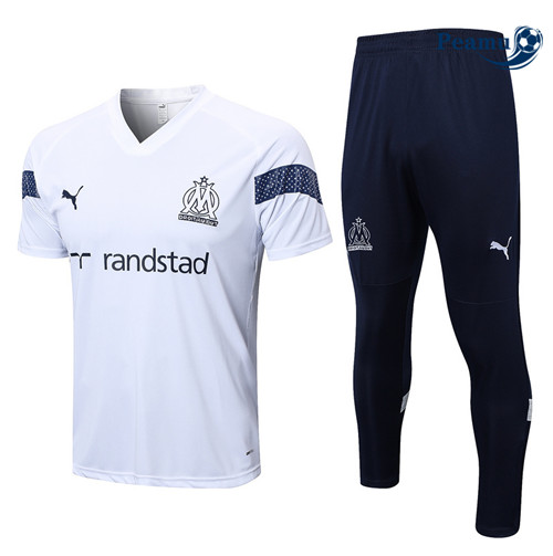 peamu Maglia Calcio Kit Maglia Formazione Marsiglia + Pantaloni Bianco 2022-2023 PA2474