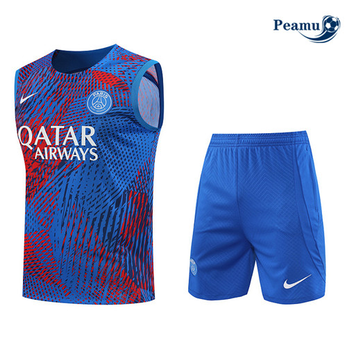 peamu Maglia Calcio Kit Maglia Formazione Paris PSG Canotta + Pantaloncini Blu 2022-2023 PA2476