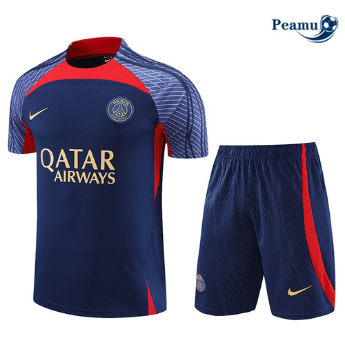 peamu Maglia Calcio Kit Maglia Formazione Paris PSG + Pantaloncini Blu 2023-2024 PA2477