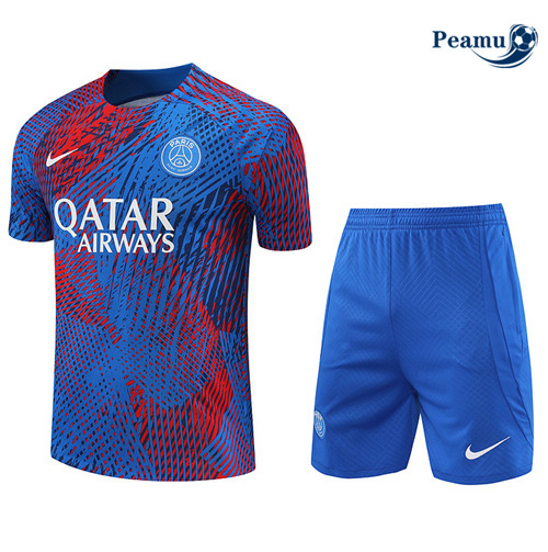 peamu Maglia Calcio Kit Maglia Formazione Paris PSG + Pantaloncini Blu 2022-2023 PA2478
