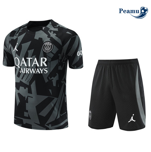 peamu Maglia Calcio Kit Maglia Formazione Paris PSG + Pantaloncini Nero 2022-2023 PA2481