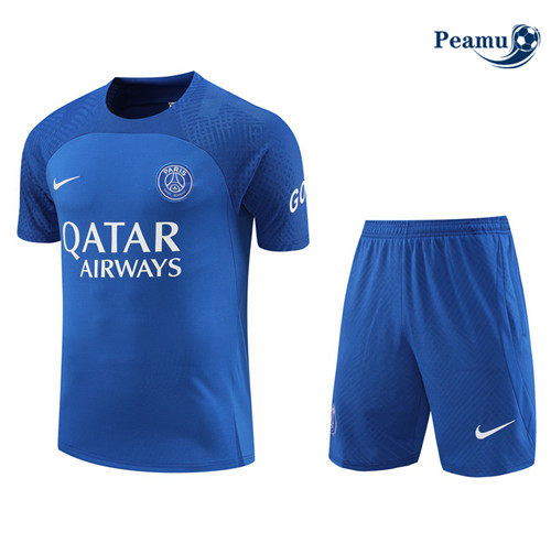 peamu Maglia Calcio Kit Maglia Formazione Paris PSG + Pantaloncini Blu 2022-2023 PA2482