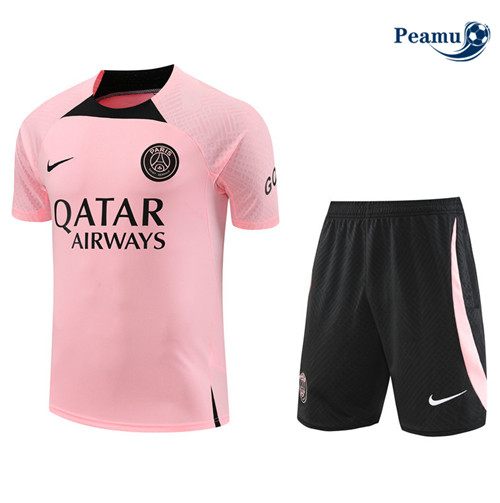 peamu Maglia Calcio Kit Maglia Formazione Paris PSG + Pantaloncini Rosa 2022-2023 PA2483