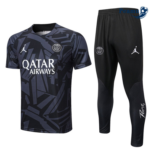 peamu Maglia Calcio Kit Maglia Formazione Paris PSG + Pantaloni Nero 2022-2023 PA2486