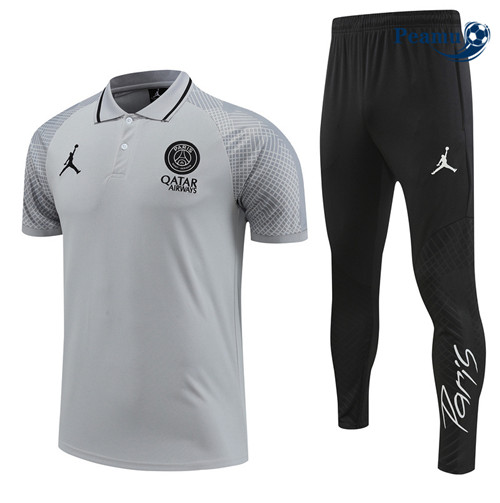 peamu Maglia Calcio Kit Maglia Formazione Paris PSG + Pantaloni Grigio 2022-2023 PA2491