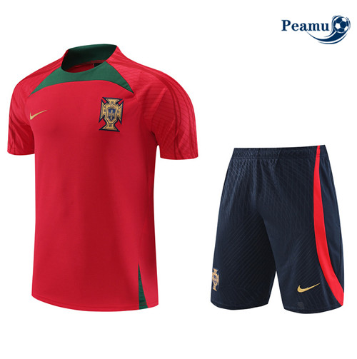 peamu Maglia Calcio Kit Maglia Formazione Portogallo + Pantaloncini Rosso 2022-2023 PA2550