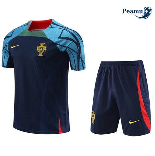 peamu Maglia Calcio Kit Maglia Formazione Portogallo + Pantaloncini Blu 2022-2023 PA2551