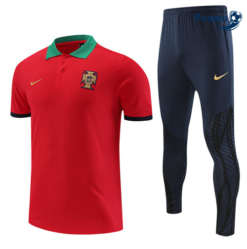 peamu Maglia Calcio Kit Maglia Formazione Portogallo + Pantaloni Rosso 2022-2023 PA2552