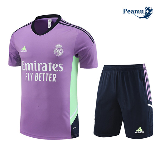 peamu Maglia Calcio Kit Maglia Formazione Real Madrid + Pantaloncini Viola 2022-2023 PA2461