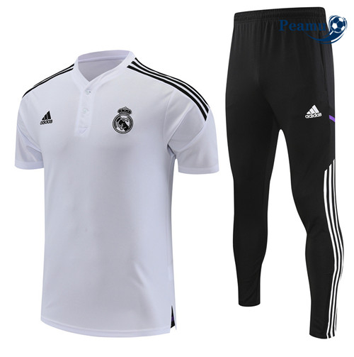 peamu Maglia Calcio Kit Maglia Formazione Real Madrid + Pantaloni Bianco 2022-2023 PA2464