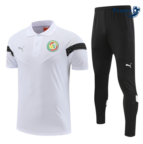 peamu Maglia Calcio Kit Maglia Formazione Sénégal Polo + Pantaloni Bianco 2022-2023 PA2554