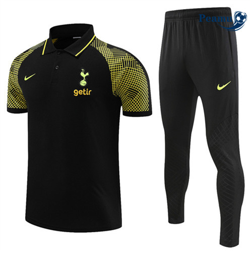 peamu Maglia Calcio Kit Maglia Formazione Tottenham Hotspur Polo + Pantaloni Nero 2022-2023 PA2593