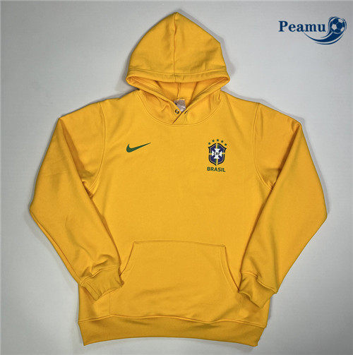 peamu Maglia Calcio Giacca Con Cappuccio Brasile Giallo 2023-2024 PA2933