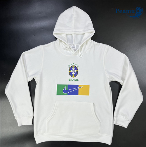 peamu Maglia Calcio Giacca Con Cappuccio Brasile Bianco 2023-2024 PA2935