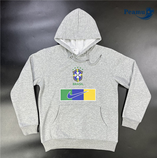 peamu Maglia Calcio Giacca Con Cappuccio Brasile Grigio 2023-2024 PA2937