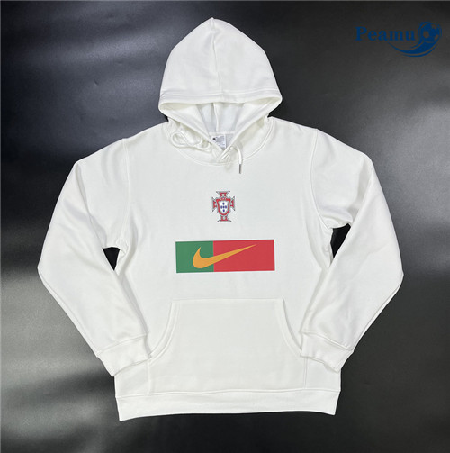 peamu Maglia Calcio Giacca Con Cappuccio Portogallo Bianco 2023-2024 PA2949