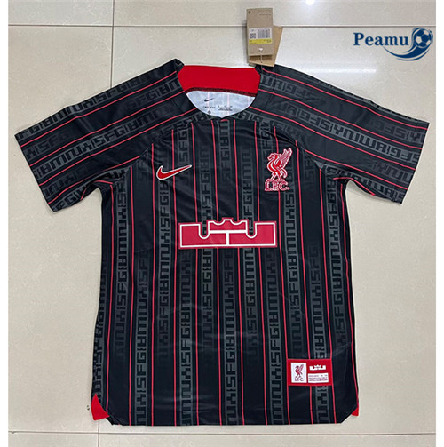 peamu Maglia Calcio Liverpool Formazione Nero 2022-2023 PA2362
