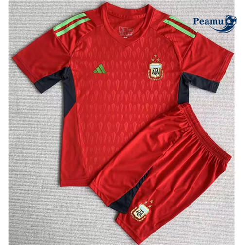 peamu Maglia Calcio Argentina Bambino Portiere Rosso 2023-2024 PA2290