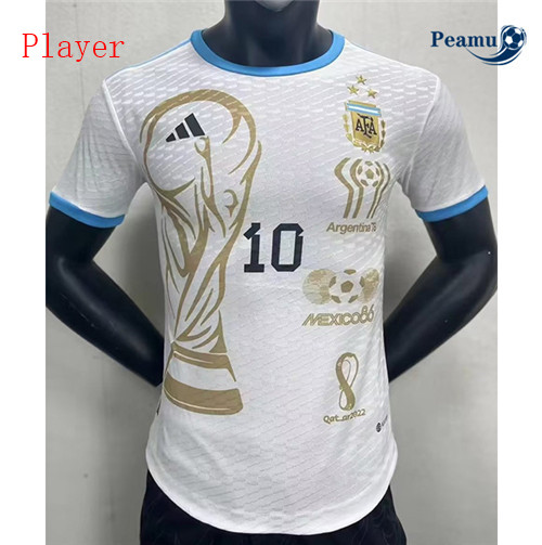 peamu Maglia Calcio Player Argentina 3 stelle Eedizione speciale Bianco 2022-2023 PA2406