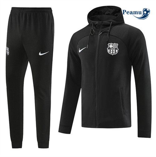 peamu Maglia Calcio Tuta Calcio - Felpa con cappuccio Barcellona Nero 2022-2023 PA2647