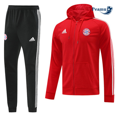 peamu Maglia Calcio Tuta Calcio - Felpa con cappuccio Bayern Monaco Rosso 2022-2023 PA2632