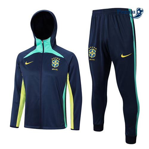 peamu Maglia Calcio Tuta Calcio - Felpa con cappuccio Brasile Blu 2023-2024 PA2720