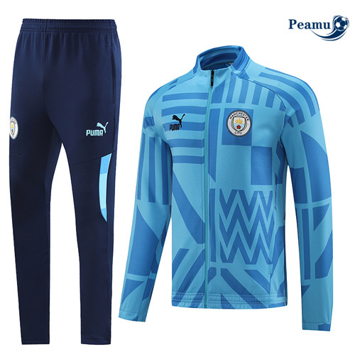 peamu Maglia Calcio Tuta Calcio - Giacca Manchester City Blu 2022-2023 PA2783