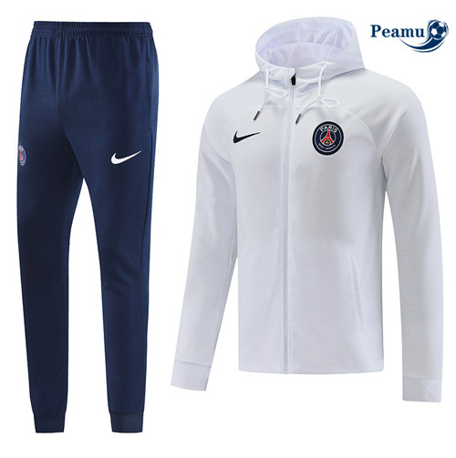peamu Maglia Calcio Tuta Calcio - Felpa con cappuccio Paris PSG Bianco 2022-2023 PA2674