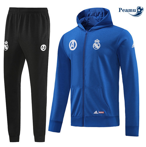 peamu Maglia Calcio Tuta Calcio - Felpa con cappuccio Real Madrid Blu 2022-2023 PA2668