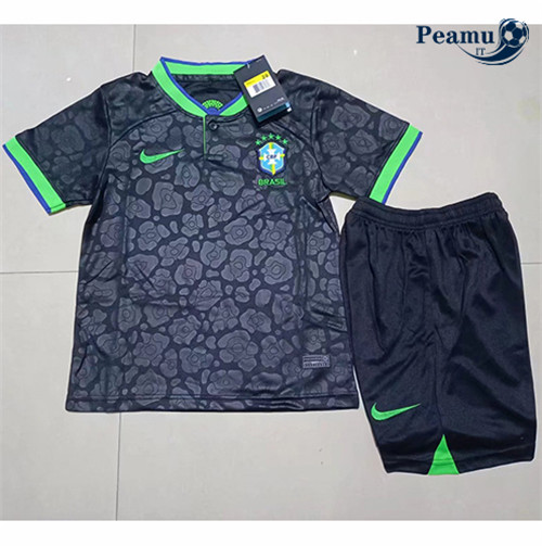 peamu.it - pt088 Maglia Calcio Brasile Bambino Noir 2022-2023