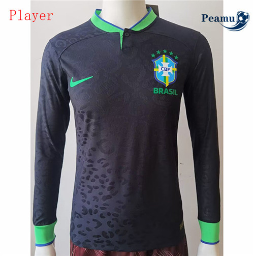 peamu.it - pt313 Maglia Calcio Player Brasile Manche Longue Noir 2022-2023