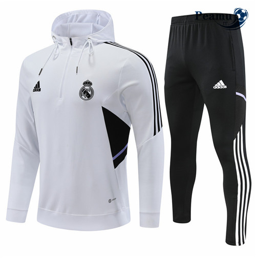 peamu.it - pt407 Maglia Tuta Calcio - Felpa con cappuccio Real Madrid Blanc 2022-2023