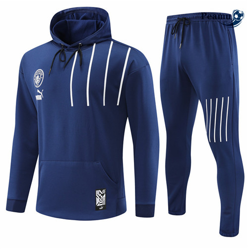 peamu.it - pt512 Maglia Tuta Calcio - Felpa con cappuccio Manchester City Bleu 2022-2023