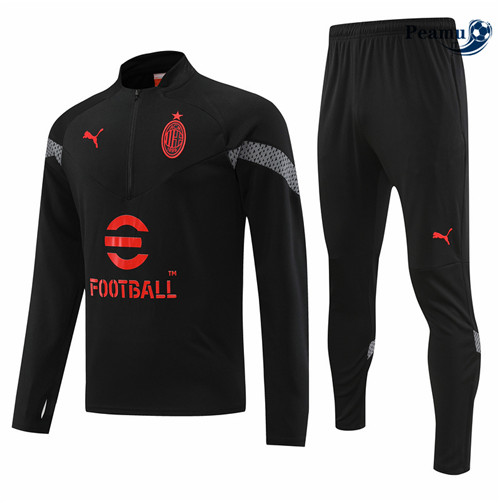 peamu.it - pt537 Maglia Tuta Calcio AC Milan Noir 2022-2023