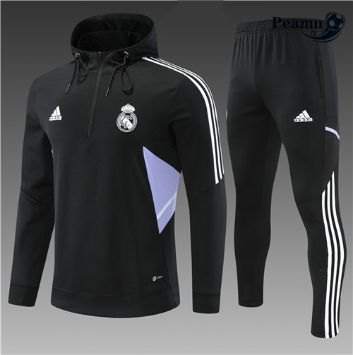 peamu.it - pt563 Maglia Tuta Calcio - Felpa con cappuccio Bambino Real Madrid Noir 2022-2023