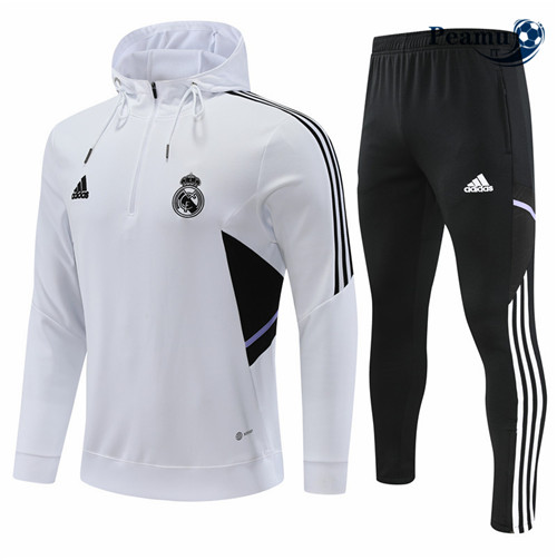 peamu.it - pt565 Maglia Tuta Calcio - Felpa con cappuccio Bambino Real Madrid Blanc 2022-2023