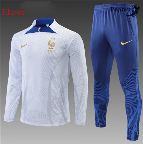peamu.it - pt638 Maglia Tuta Calcio Bambino Francia player Blanc 2022-2023